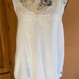 Roxy White Lace Trim Tank Top